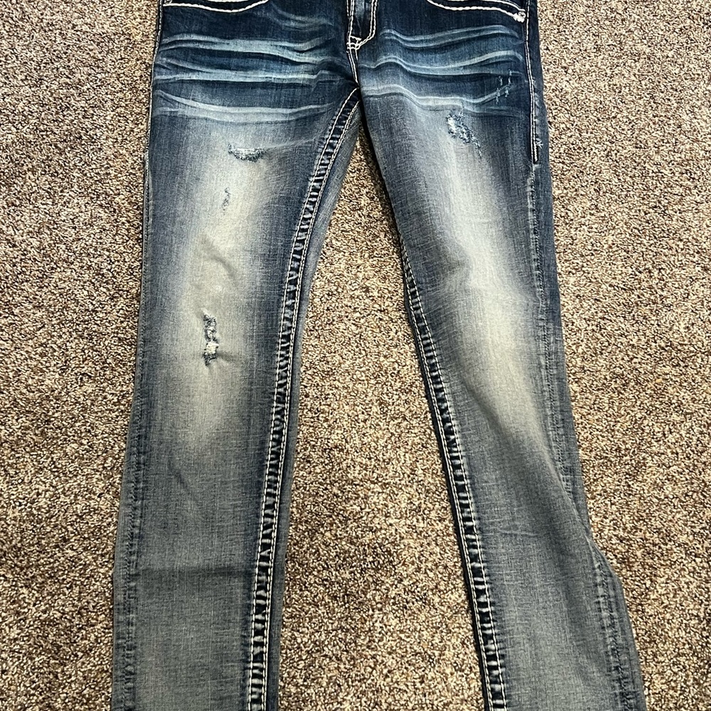 Stylish Distressed Blue Jeans